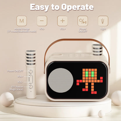 Karaoke Machine for Kids, Bluetooth Speaker with Microphone, Kids Karaoke Machine, 15 Animation Modes